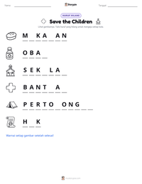 Prabaca lembar kerja cetak Save the Children