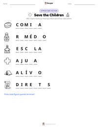 Prévia da folha de atividades imprimível Save the Children