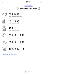 Save the Children yazdırılabilir çalışma sayfası önizlemesi