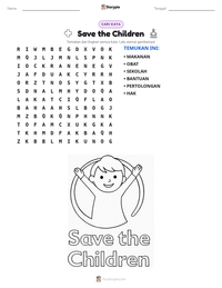 Prabaca lembar kerja cetak Save the Children