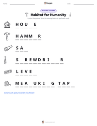 Habitat for Humanity printable worksheet preview