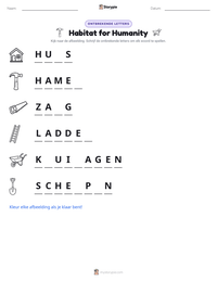 Habitat for Humanity afdrukbare werkblad voorbeeld
