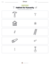 Habitat for Humanity afdrukbare werkblad voorbeeld