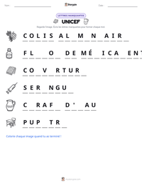 Aperçu de la feuille de travail imprimable UNICEF