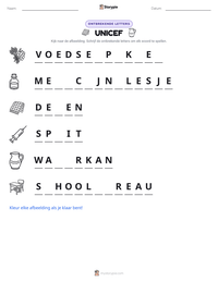 UNICEF afdrukbare werkblad voorbeeld