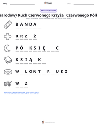 Podgląd drukowalnego arkusza ćwiczeń Międzynarodowy Ruch Czerwonego Krzyża i Czerwonego Półksiężyca