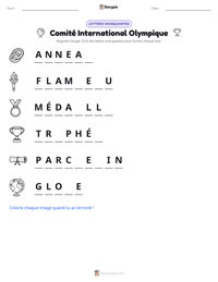 Aperçu de la feuille de travail imprimable Comité International Olympique
