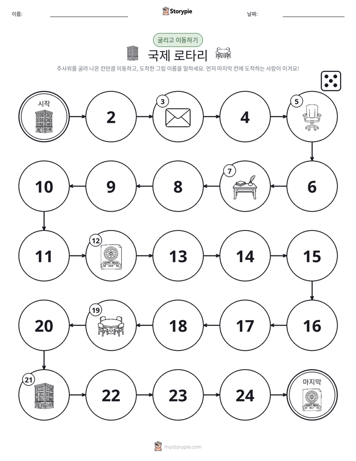 주사위 굴리고 이동하기 게임