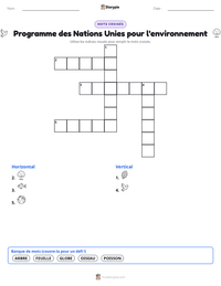 Aperçu de la feuille de travail imprimable Programme des Nations Unies pour l'environnement