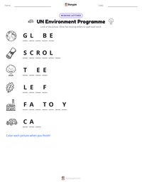 UN Environment Programme printable worksheet preview