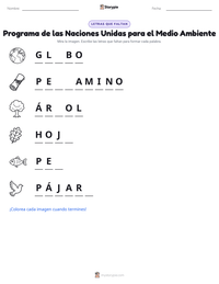 Vista previa de la hoja de trabajo imprimible de Programa de las Naciones Unidas para el Medio Ambiente