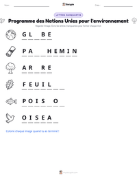 Aperçu de la feuille de travail imprimable Programme des Nations Unies pour l'environnement