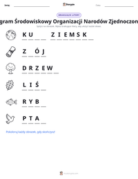 Podgląd drukowalnego arkusza ćwiczeń Program Środowiskowy Organizacji Narodów Zjednoczonych