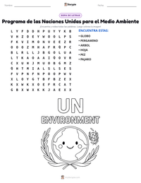 Vista previa de la hoja de trabajo imprimible de Programa de las Naciones Unidas para el Medio Ambiente