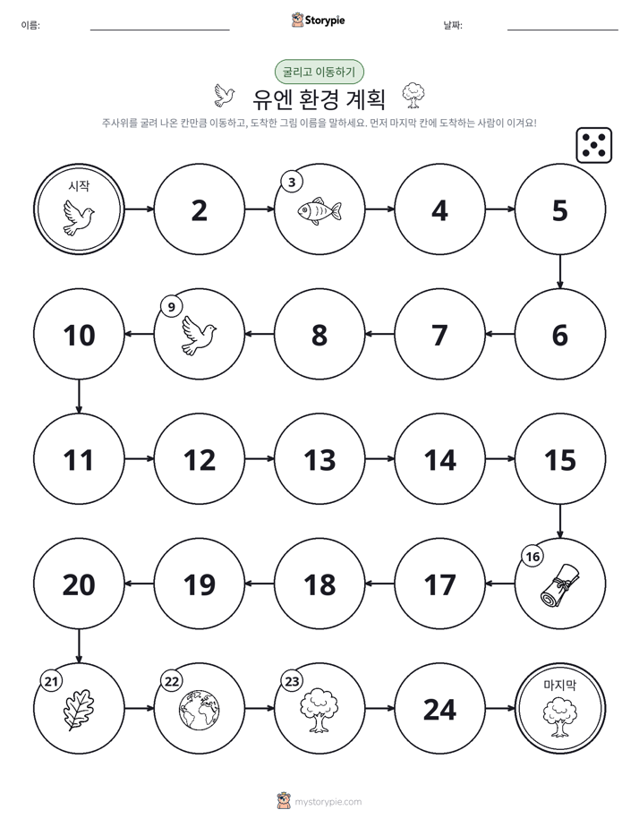 주사위 굴리고 이동하기 게임