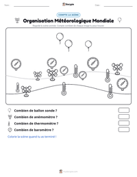 Aperçu de la feuille de travail imprimable Organisation Météorologique Mondiale