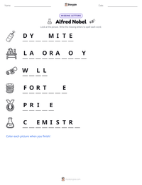 Alfred Nobel printable worksheet preview
