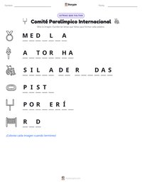 Vista previa de la hoja de trabajo imprimible de Comité Paralímpico Internacional