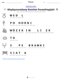 Podgląd drukowalnego arkusza ćwiczeń Międzynarodowy Komitet Paraolimpijski