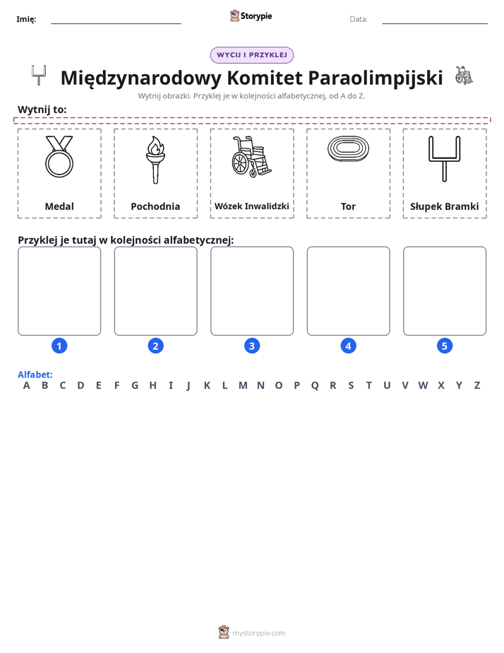 Wytnij i Wklej Alfabet
