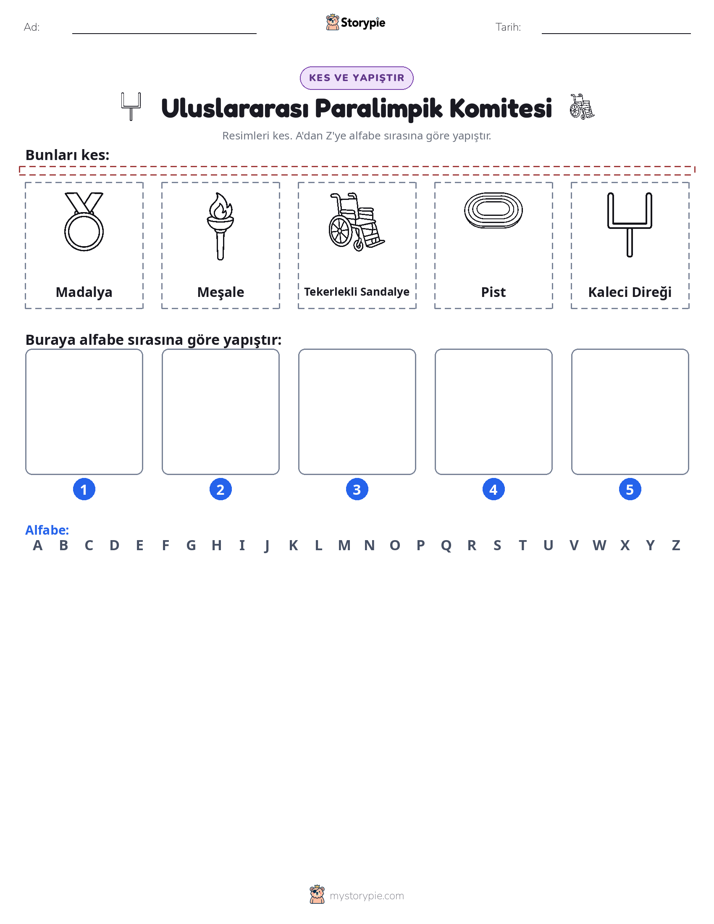 Kes & Yapıştır Alfabe