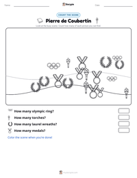 Pierre de Coubertin printable worksheet preview
