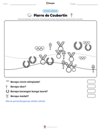 Prabaca lembar kerja cetak Pierre de Coubertin