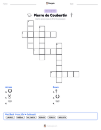 Pierre de Coubertin printable worksheet preview