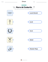 Pierre de Coubertin printable worksheet preview