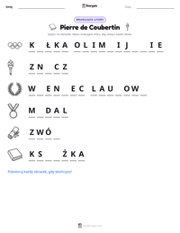 Podgląd drukowalnego arkusza ćwiczeń Pierre de Coubertin