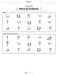 Pierre de Coubertin printable worksheet preview
