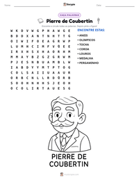 Prévia da folha de atividades imprimível Pierre de Coubertin