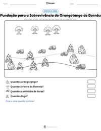 Prévia da folha de atividades imprimível Fundação para a Sobrevivência do Orangotango de Bornéu