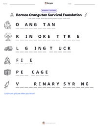 Borneo Orangutan Survival Foundation printable worksheet preview