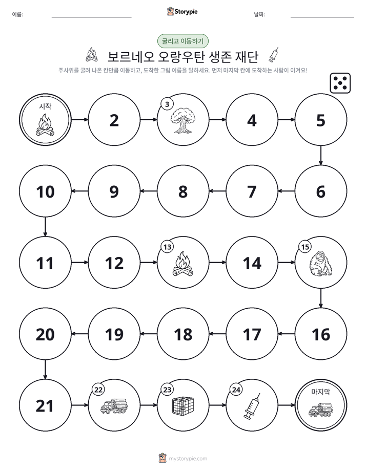 주사위 굴리고 이동하기 게임