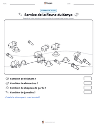 Aperçu de la feuille de travail imprimable Service de la Faune du Kenya