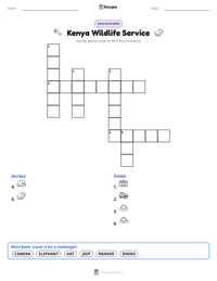 Kenya Wildlife Service printable worksheet preview