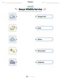 Kenya Wildlife Service printable worksheet preview