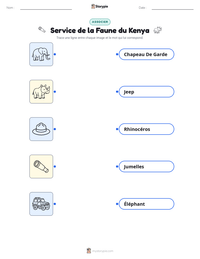 Aperçu de la feuille de travail imprimable Service de la Faune du Kenya