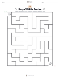 Kenya Wildlife Service printable worksheet preview