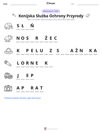Podgląd drukowalnego arkusza ćwiczeń Kenijska Służba Ochrony Przyrody