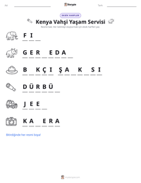 Kenya Vahşi Yaşam Servisi yazdırılabilir çalışma sayfası önizlemesi