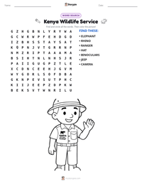 Kenya Wildlife Service printable worksheet preview