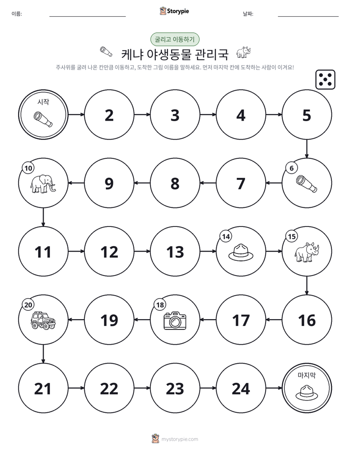 주사위 굴리고 이동하기 게임