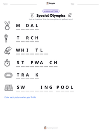 Special Olympics printable worksheet preview