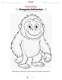 Prabaca lembar kerja cetak Orangutan Kalimantan