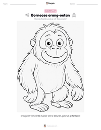 Borneose orang-oetan afdrukbare werkblad voorbeeld