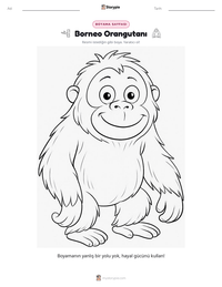 Borneo Orangutanı yazdırılabilir çalışma sayfası önizlemesi