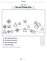 Borneo-Orang-Utan druckbare Arbeitsblatt Vorschau