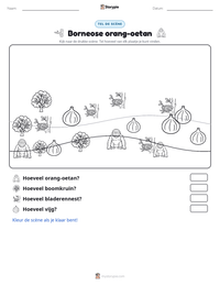 Borneose orang-oetan afdrukbare werkblad voorbeeld